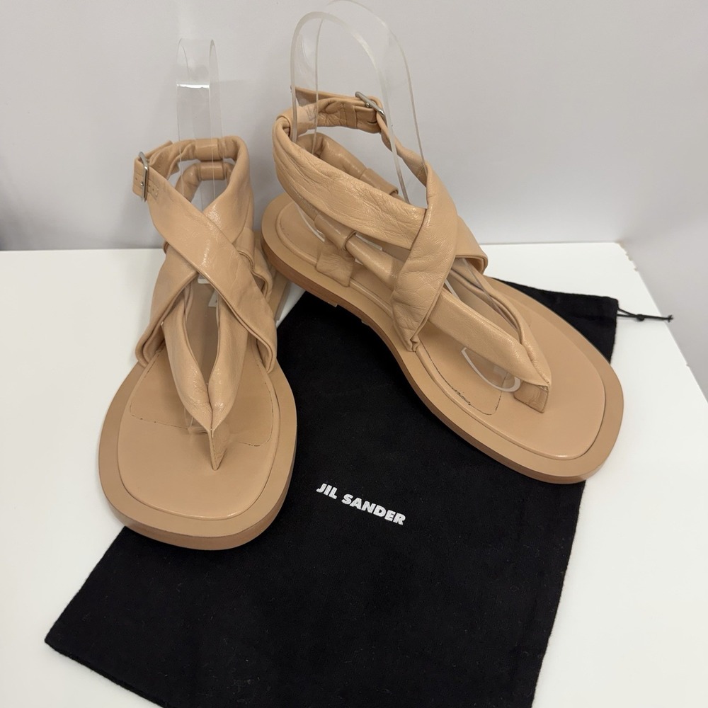 Jil Sander Leather Flats Sandals Shoe Nude Tone NWT $790.00 Size 38 8 B